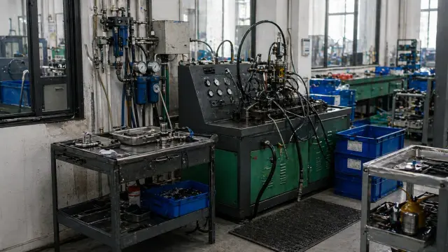 Workshop test equipment and inspection area used for quality verification.
